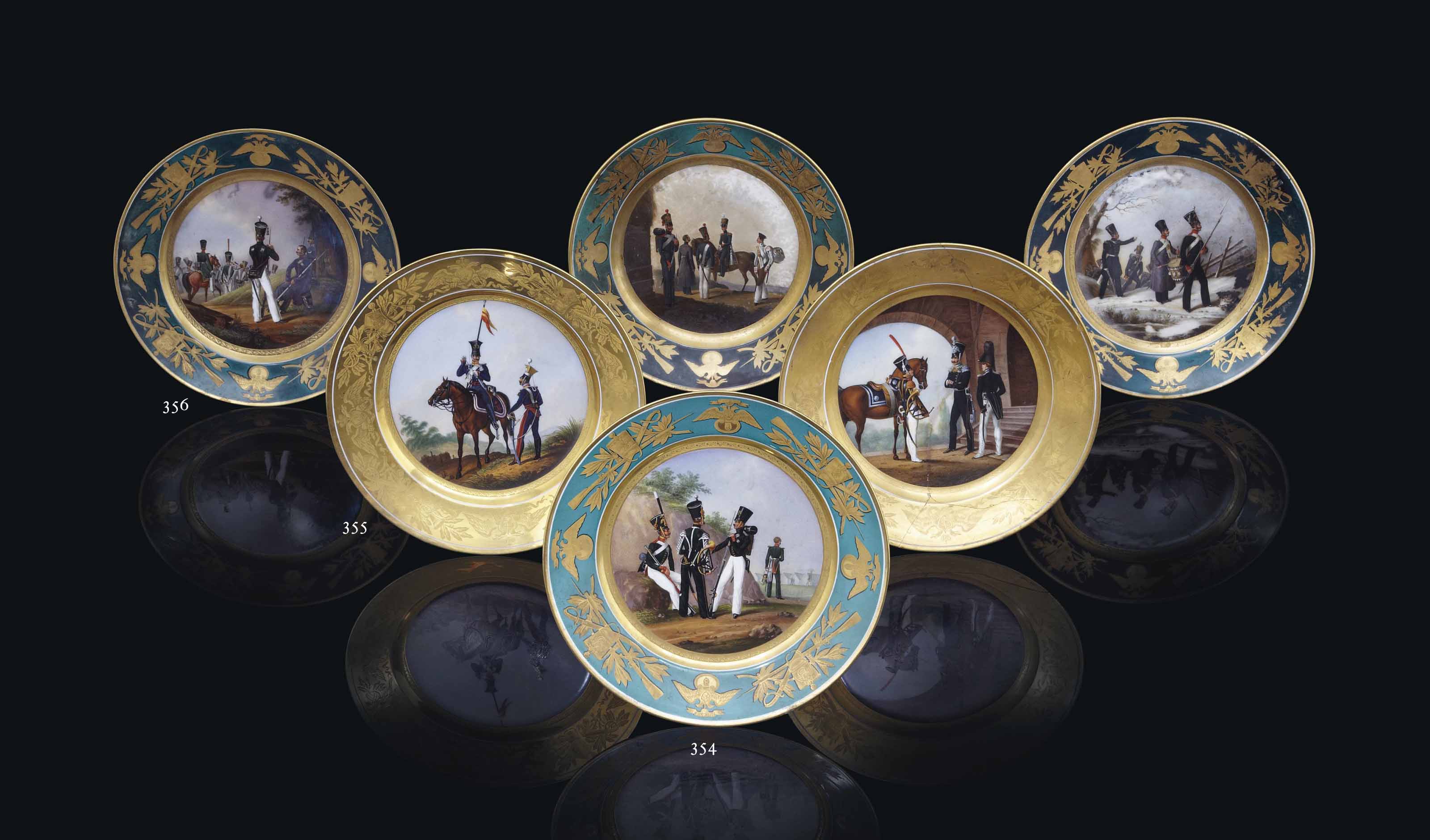 A PORCELAIN MILITARY PLATE , BY THE IMPERIAL PORCELAIN FACTORY, ST